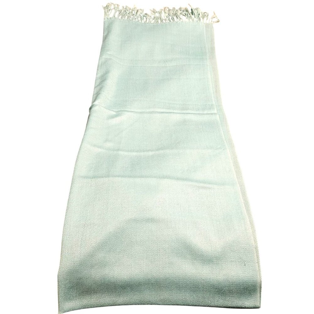 Pastelona Light Blue Woven Scarf With Fringe Edges - Picture 6 of 6